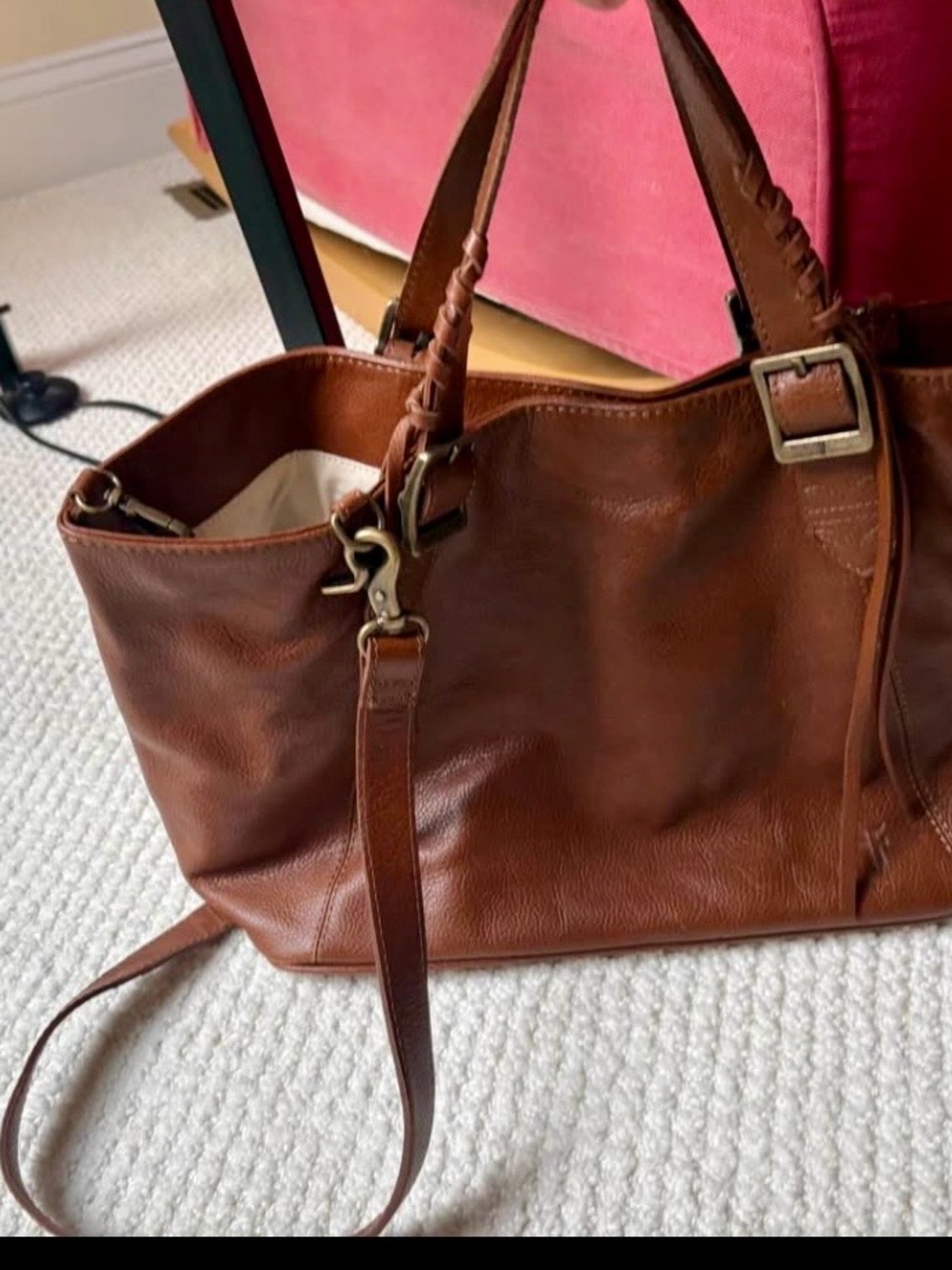 Frye Cognac Brown Leather Shoulder Tote - Picture 3 of 10